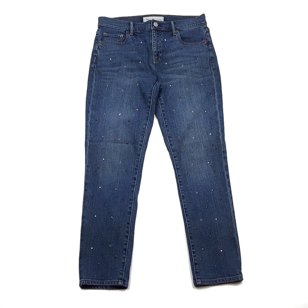 Gap 1969 Star Embellished Best Girlfriend Skinny Jeans Size 27 Medium Wash Blue